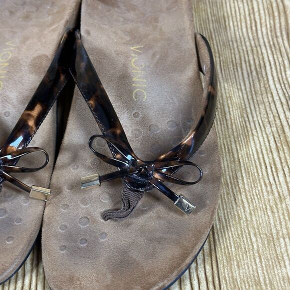 VIONIC Bella II Tortoise Shell Print Strap Comfort Flip Flop Sandals Women’s 9 - Picture 10 of 15